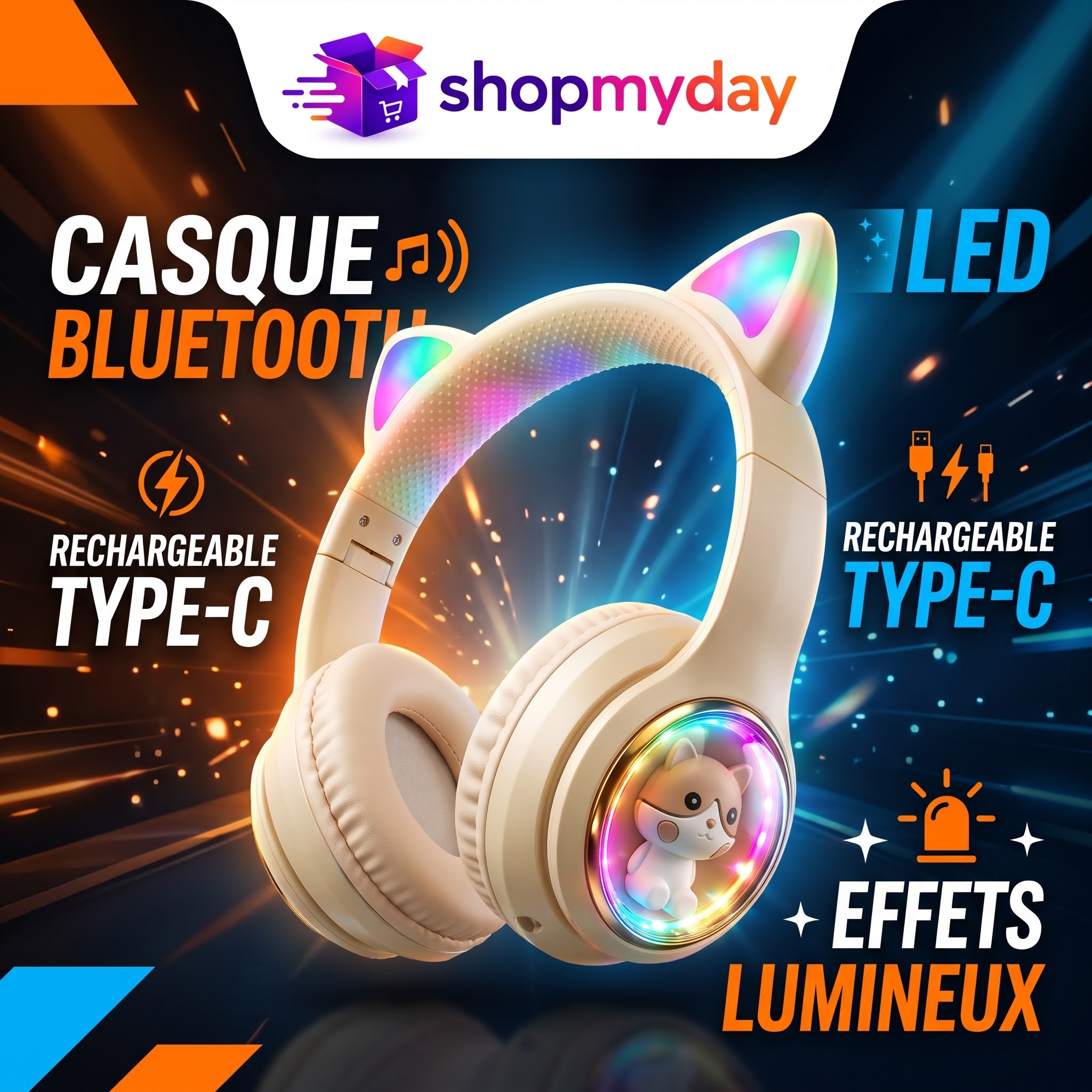 Bright beige Bluetooth headphones